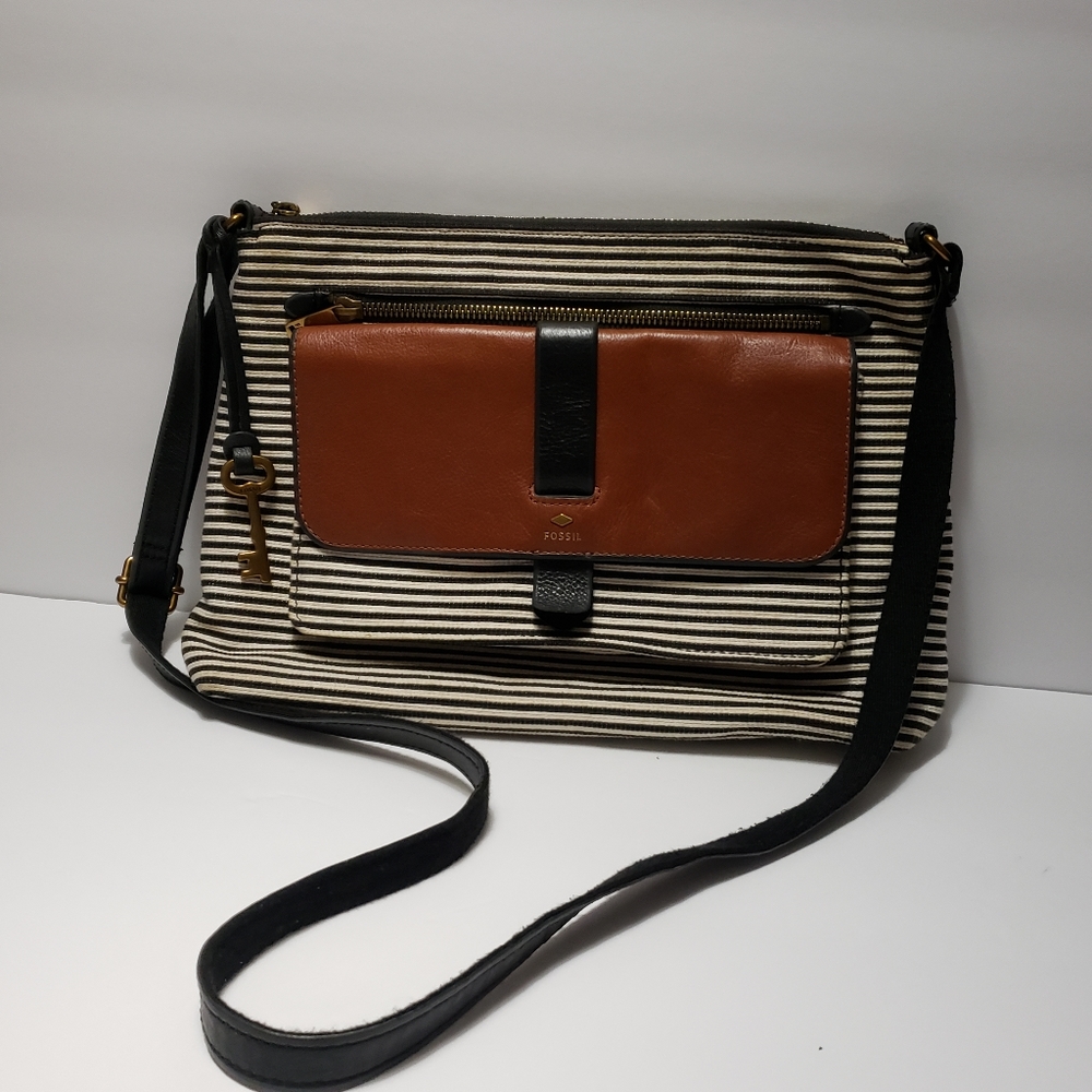 FOSSIL "Kinley" Large Striped Crossbody